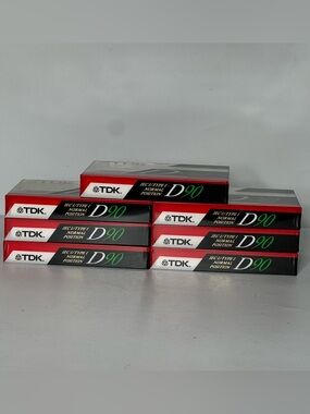 TDK D90 Blank AudioCassette Tape Lot Of 7- Black/Red Sealed Packaging